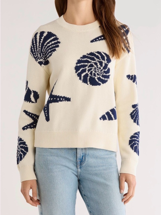 Rails Sweaters - Rails Seashells By the Sea Intarsia Cotton Sweater